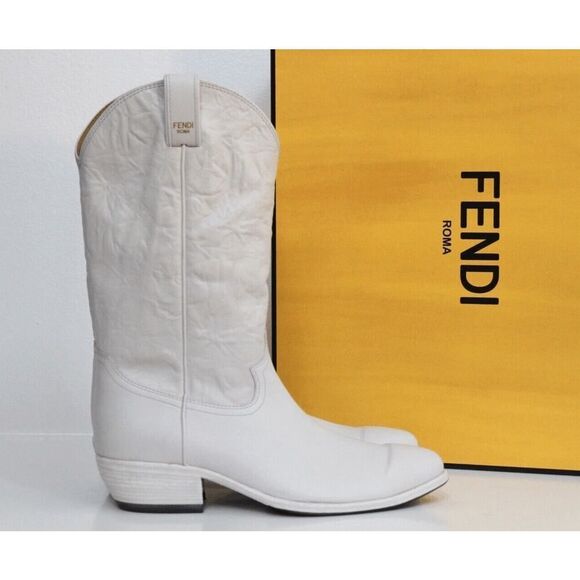 FENDI 35mm leather western boot chiaccio EU39.5 - Picture 1 of 12